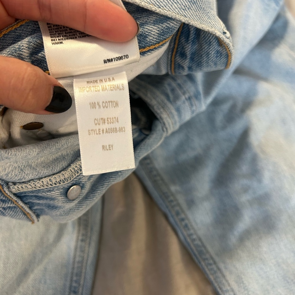 Agolde Riley High Rise Light Blue Distressed Women's Jeans - Picture 5 of 5